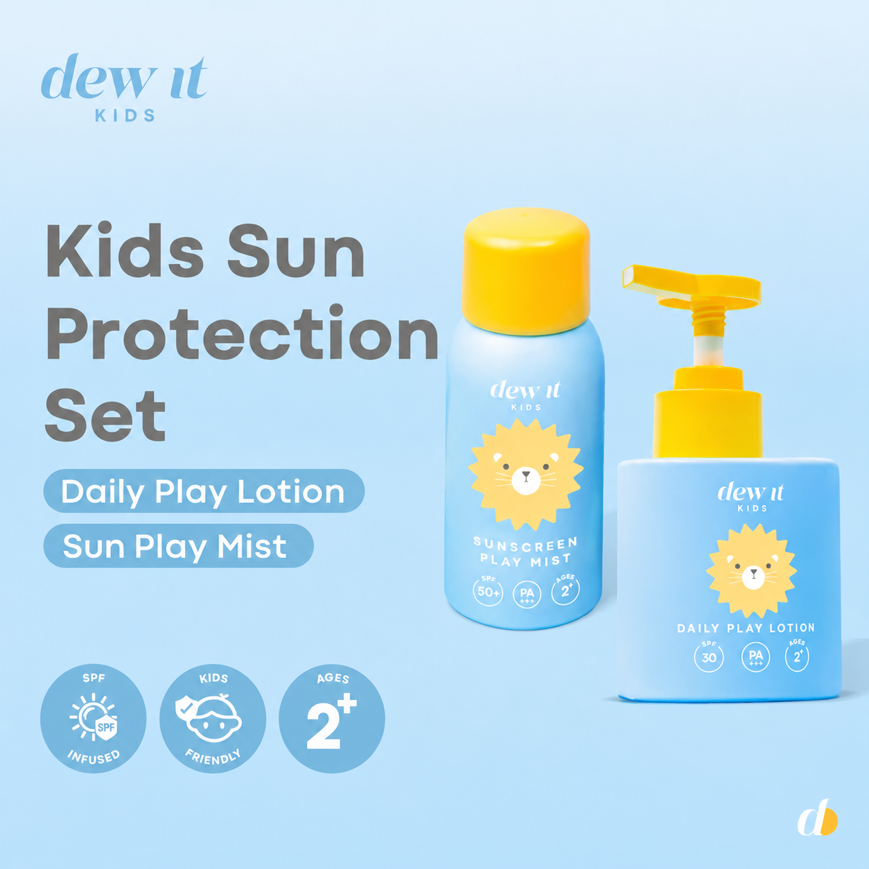 Dew It Kids Sun Protection Set (Sunscreen Play Mist + Daily Play Lotion)