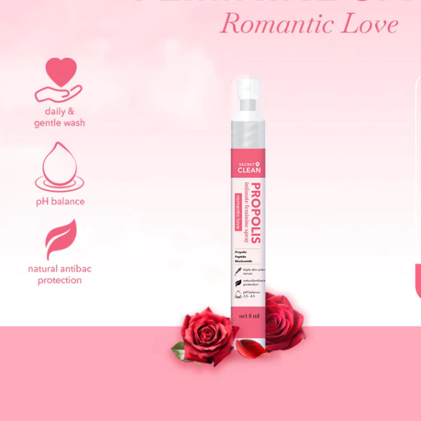 Secret Clean Propolis Feminine Spray - Romantic Love (8ml)